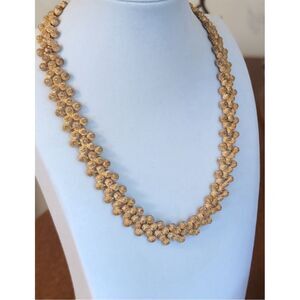Vintage Gold Tone Textured Choker Necklace 1970s-80s Cocktail Party